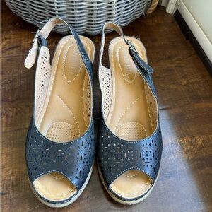 Patrizia LeeAnn Black Espadrille Slingback Sandals